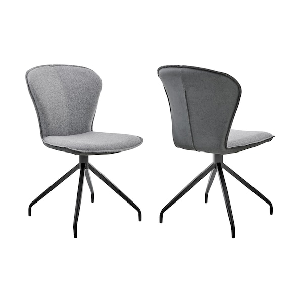 Armen Living Petrie Dining Room Accent Chair in Gray Fabric and Faux Leather with Black Finish, PK2 LCPESIGR - main